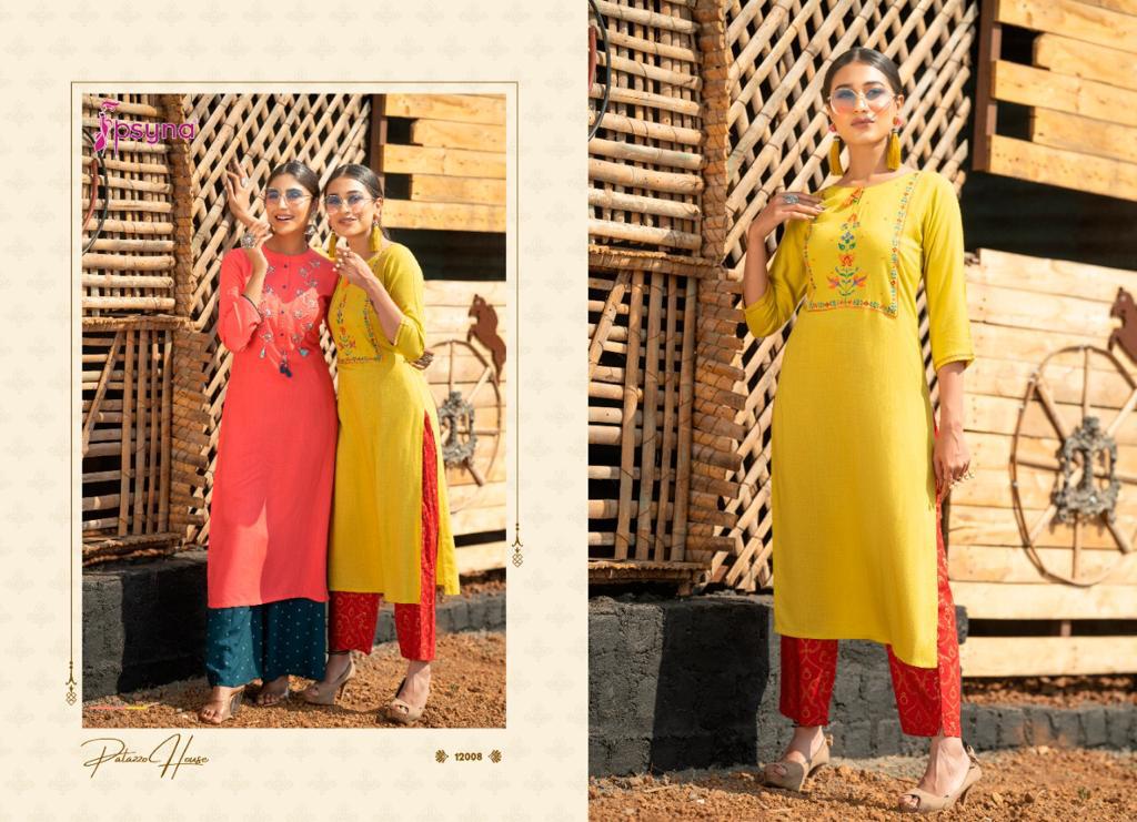 psyna palazzo house vol 12 rayon Beautiful look kurti with bottom catalog