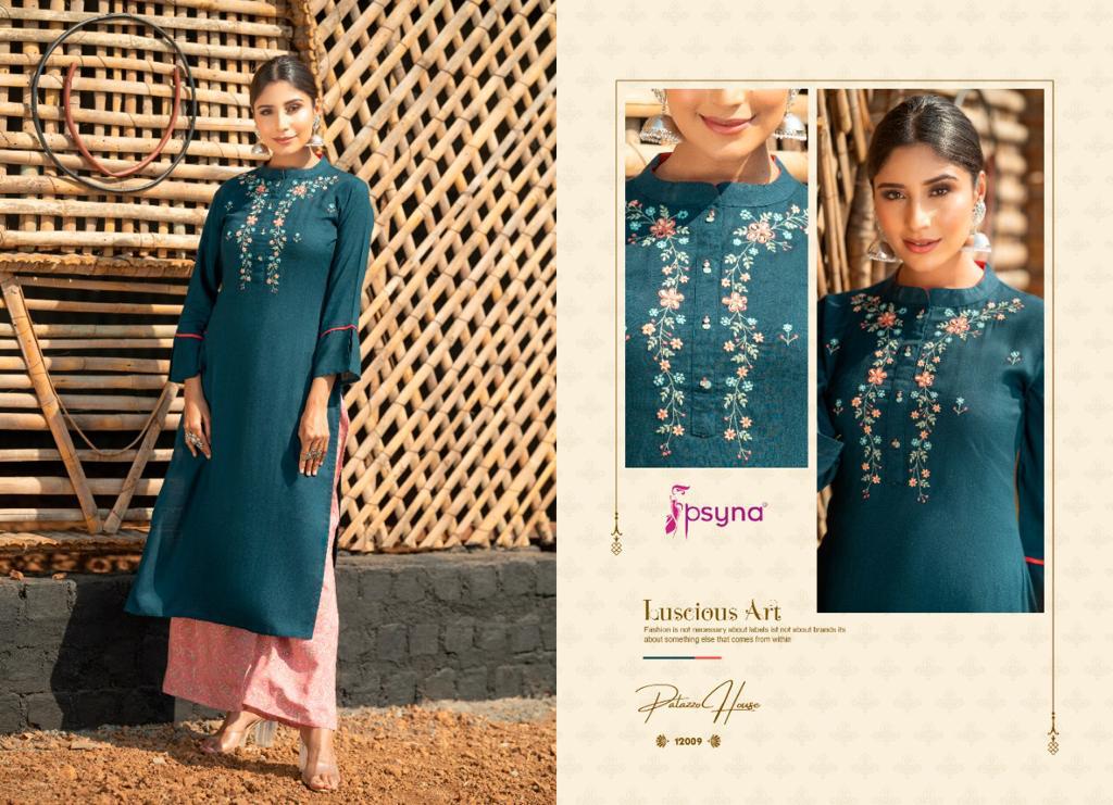 psyna palazzo house vol 12 rayon Beautiful look kurti with bottom catalog