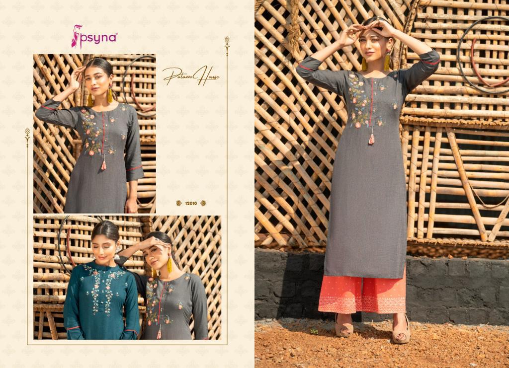 psyna palazzo house vol 12 rayon Beautiful look kurti with bottom catalog