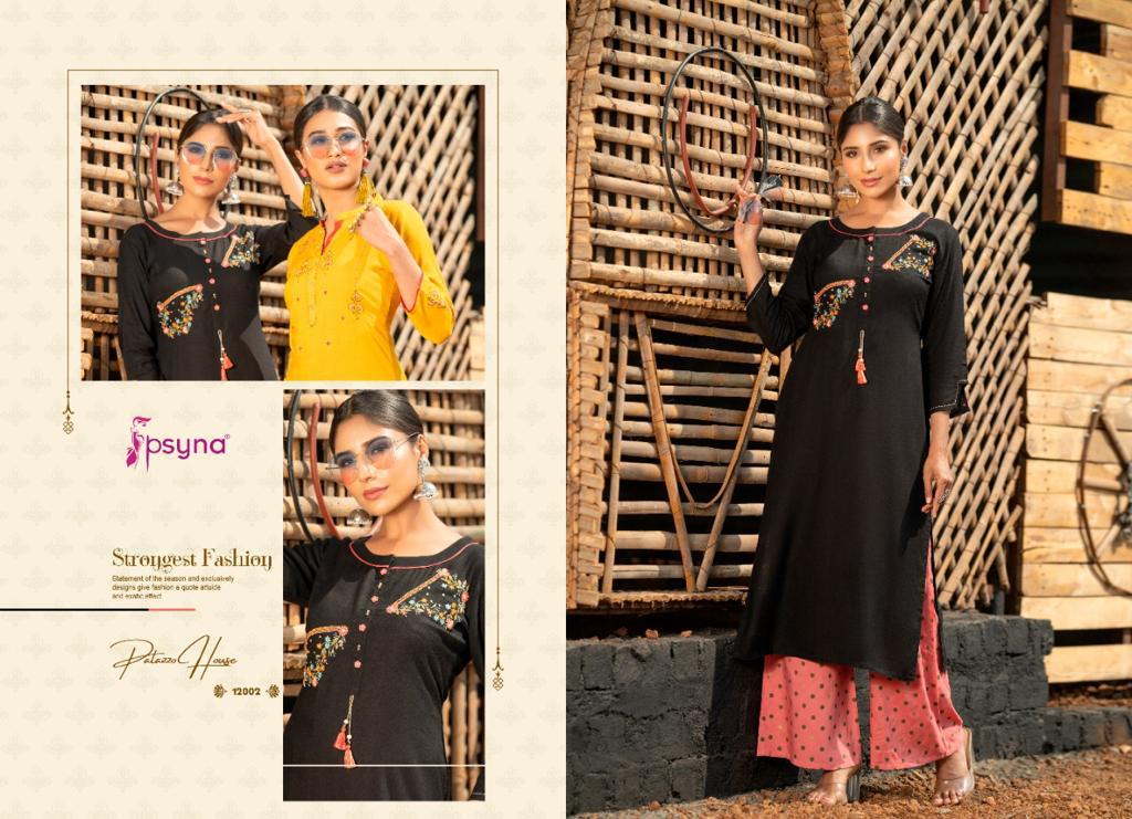 psyna palazzo house vol 12 rayon Beautiful look kurti with bottom catalog