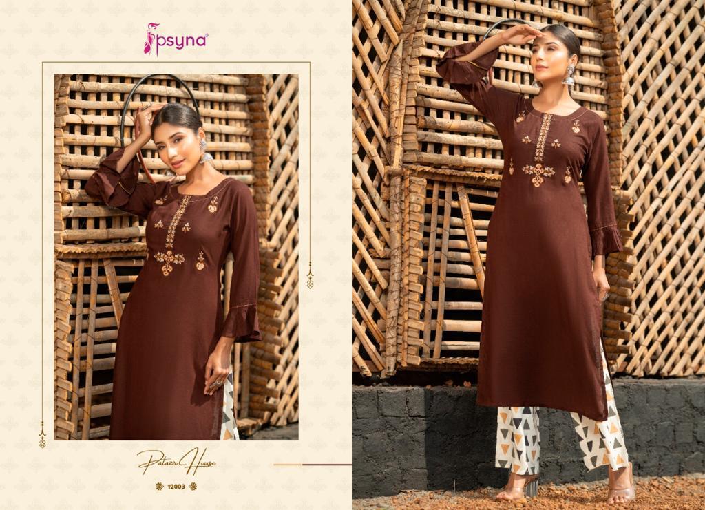 psyna palazzo house vol 12 rayon Beautiful look kurti with bottom catalog