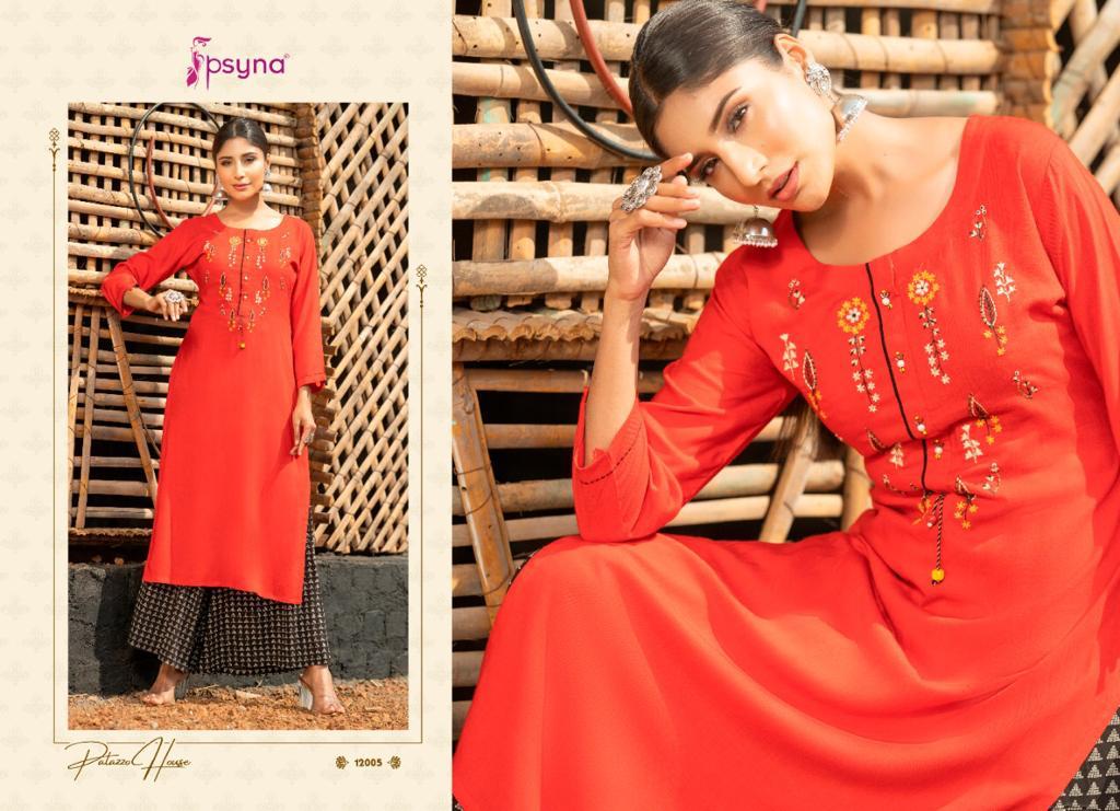 psyna palazzo house vol 12 rayon Beautiful look kurti with bottom catalog