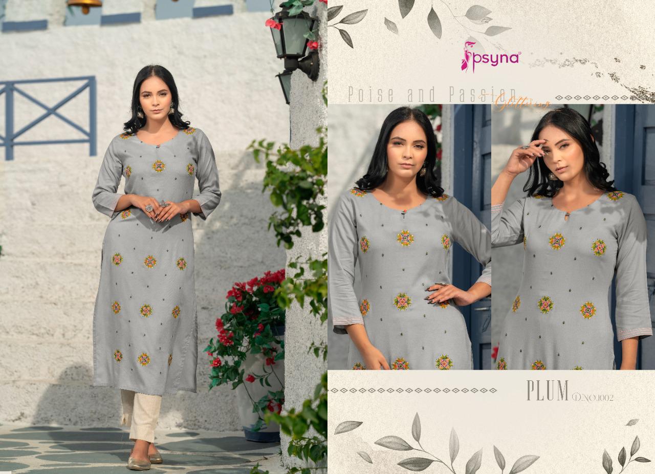 psyna plum rayon new and modern style kurti catalog