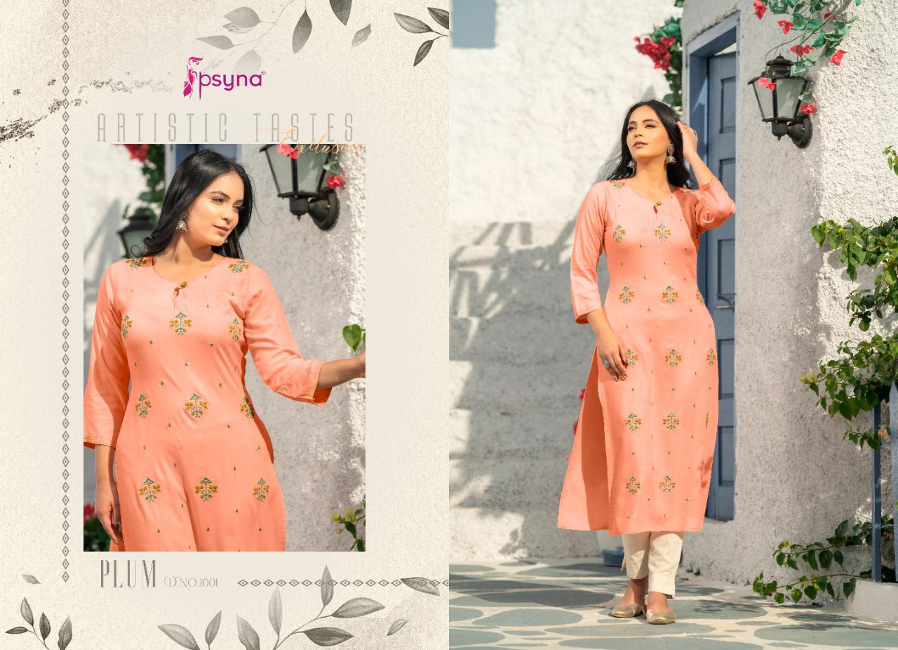 psyna plum rayon new and modern style kurti catalog