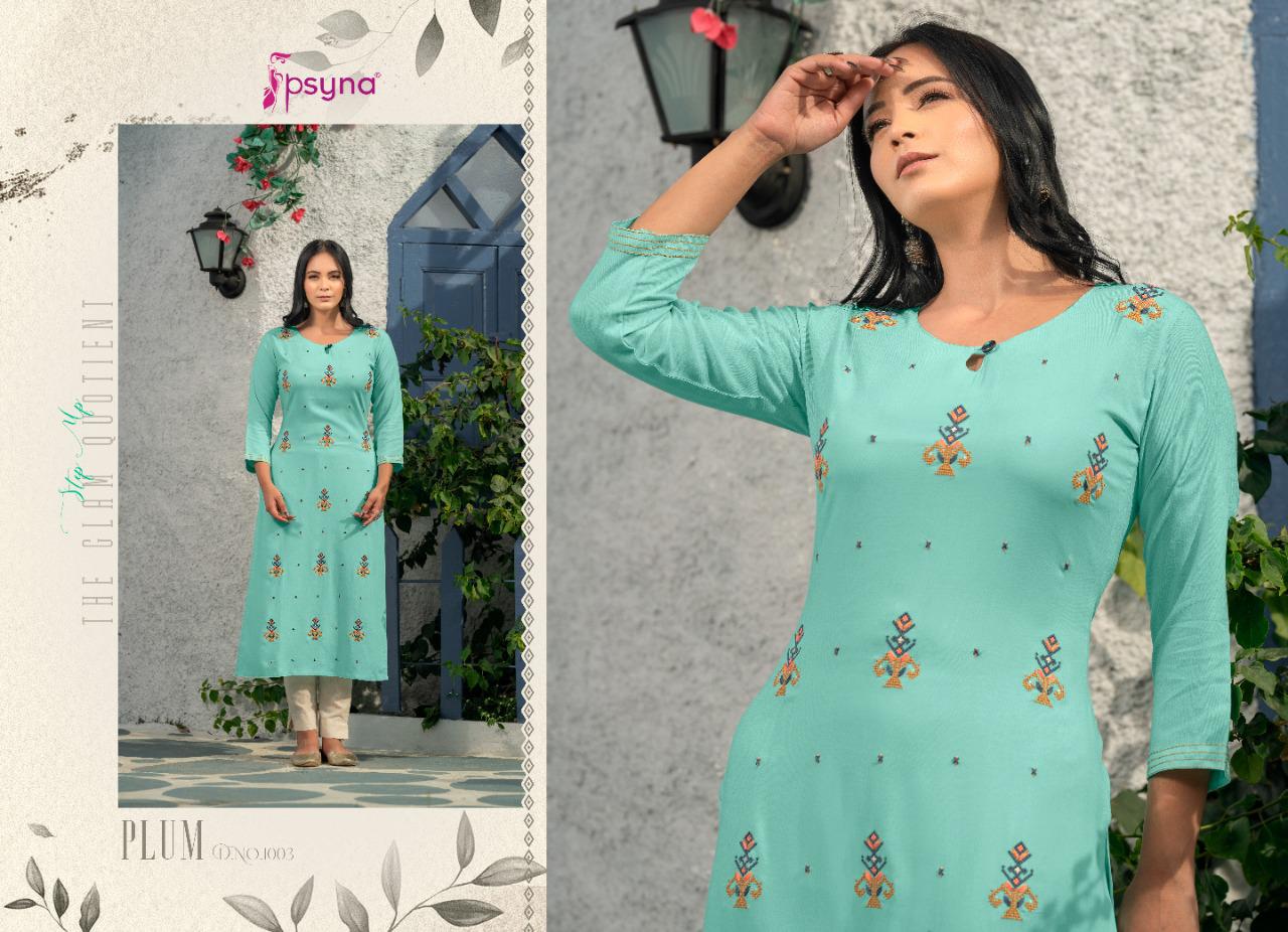 psyna plum rayon new and modern style kurti catalog