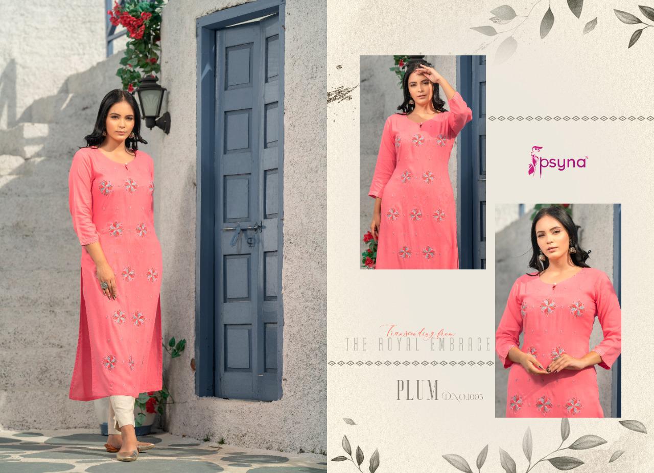 psyna plum rayon new and modern style kurti catalog