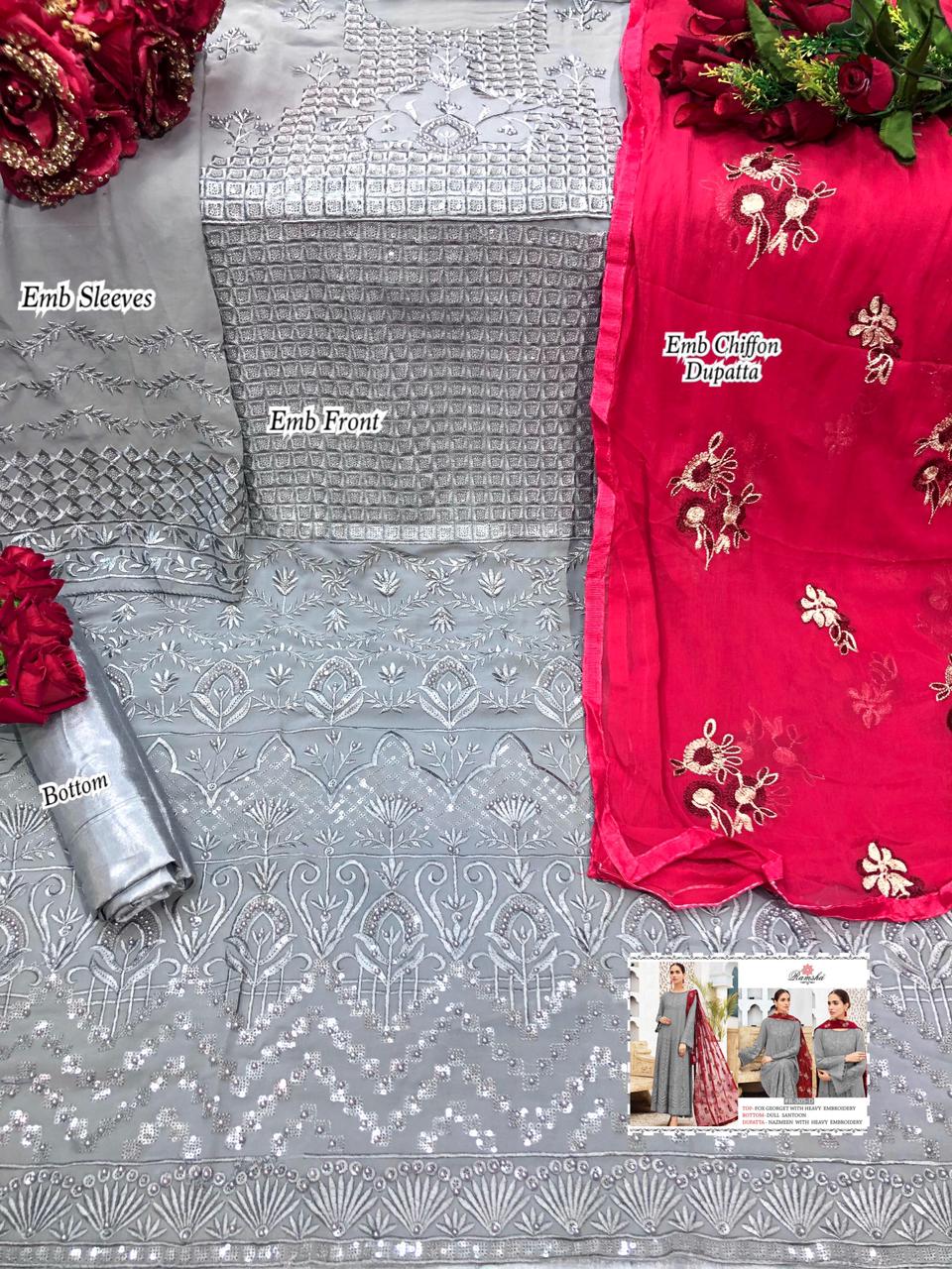 ramsha d no r 305 nx georget regal look salwar suit catalog