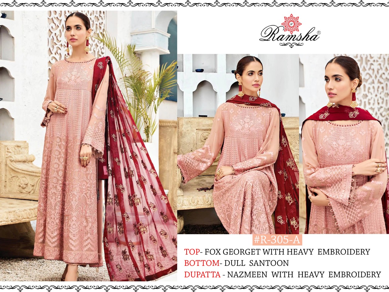 ramsha d no r 305 nx georget regal look salwar suit catalog