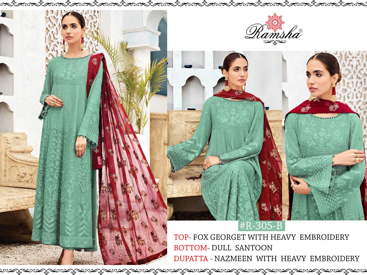 ramsha d no r 305 nx georget regal look salwar suit catalog