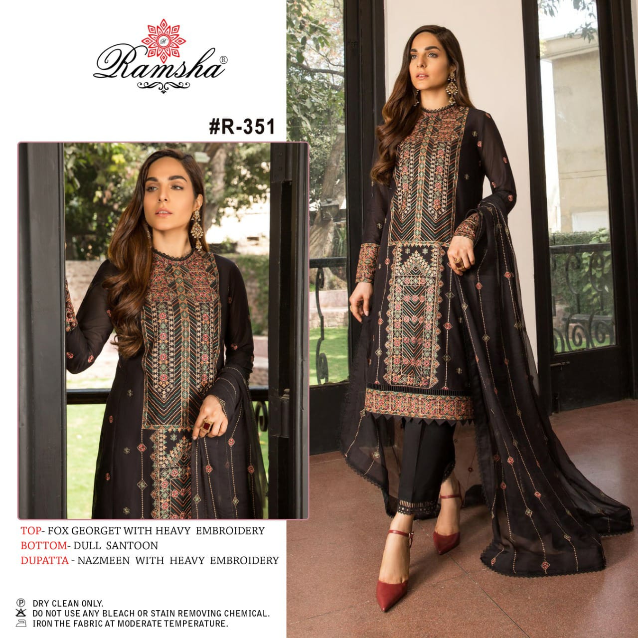 Ramsha Ramsha r-351 Salwar Kameez Georgget  /net Singles