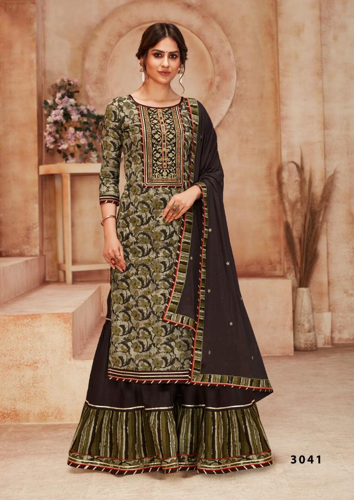 rangoon naira cotton decent look top bottom with dupatta catalog