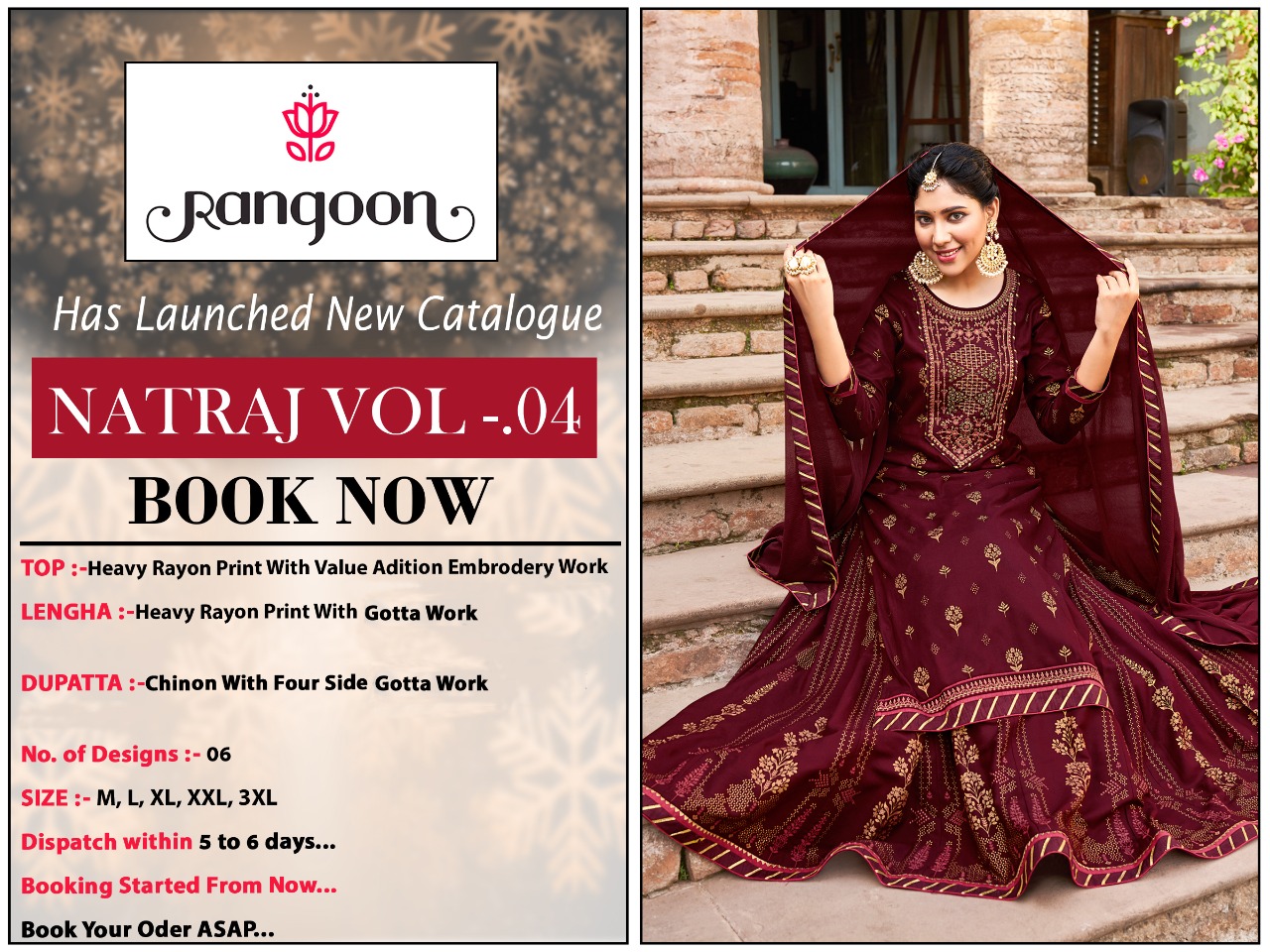 rangoon natraj vol 4 rayon festive look lehnga catalog