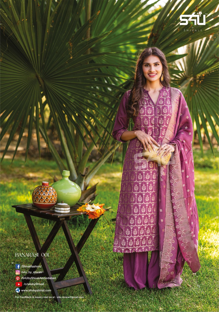 s4u banarasi festive look kurta with sharara and dupatta catalog