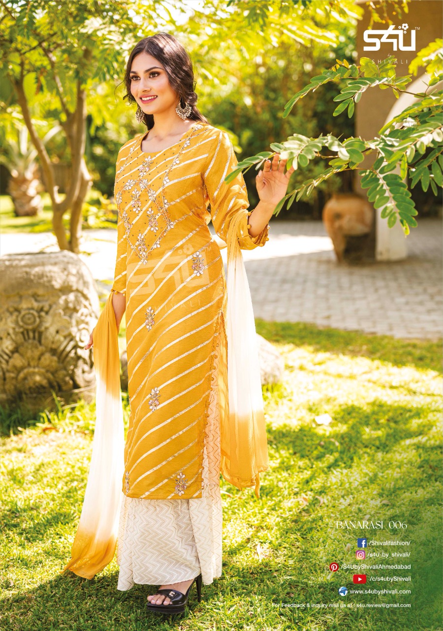 s4u banarasi festive look kurta with sharara and dupatta catalog