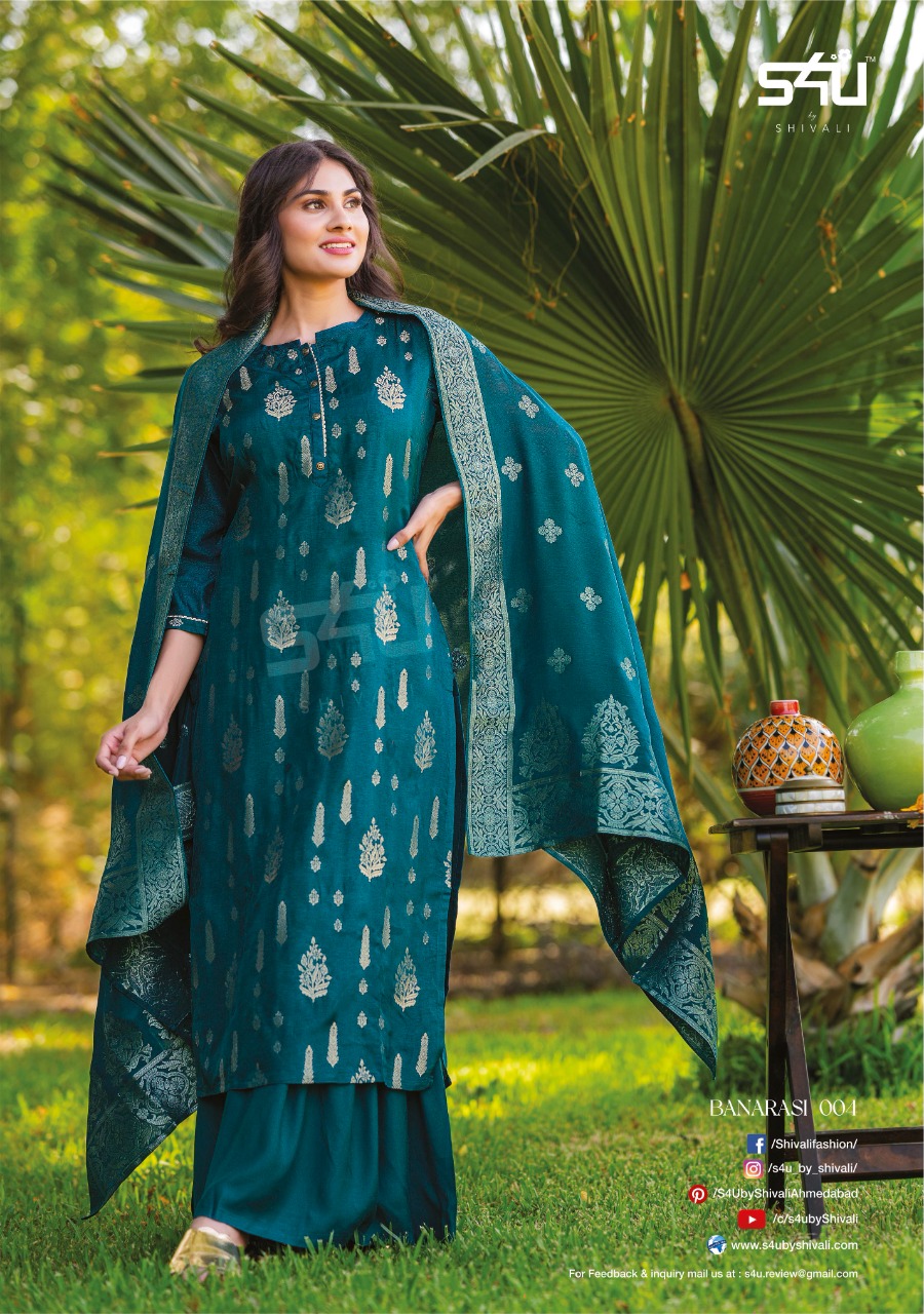 s4u banarasi festive look kurta with sharara and dupatta catalog