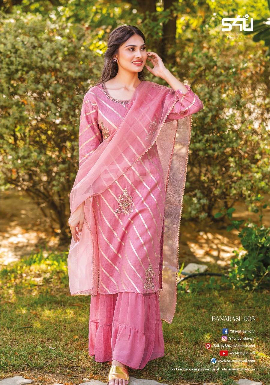 s4u banarasi festive look kurta with sharara and dupatta catalog