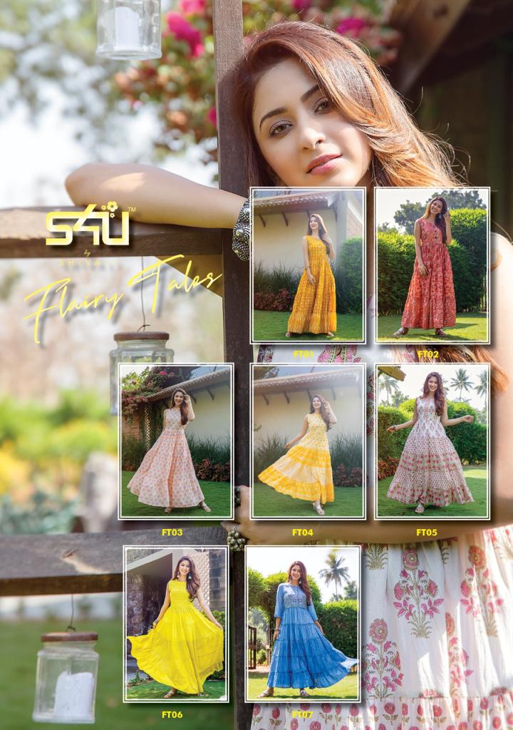 s4u by shivali flairy teles  cotton elegant long kurti catalog