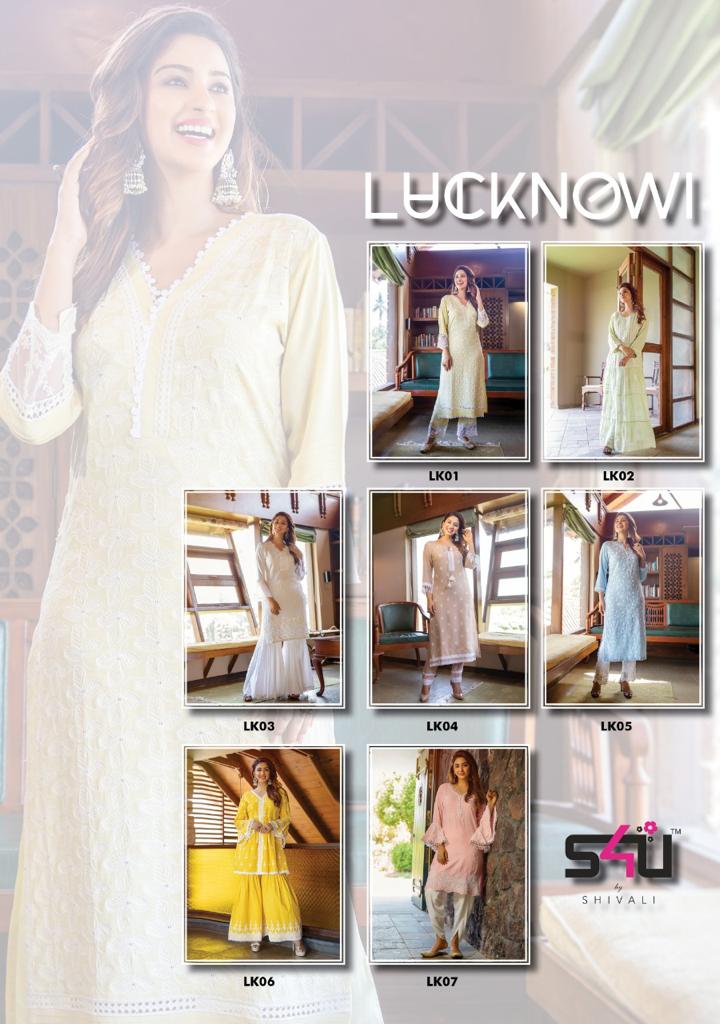 s4u by shivali lucknowi rayon elegant top with bottom catalog