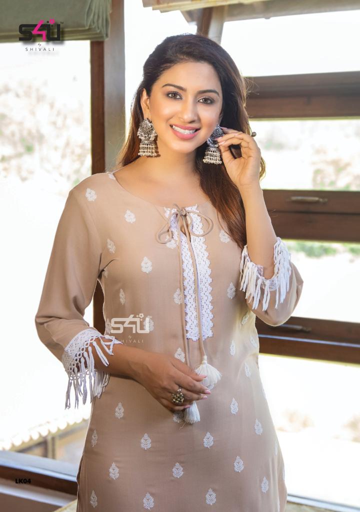 s4u by shivali lucknowi rayon elegant top with bottom catalog