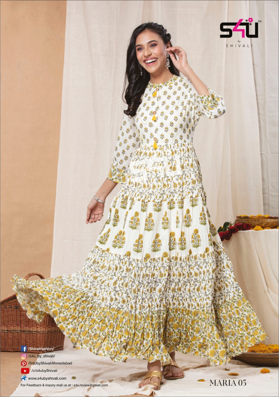 s4u maria classic trendy look long kurti catalog