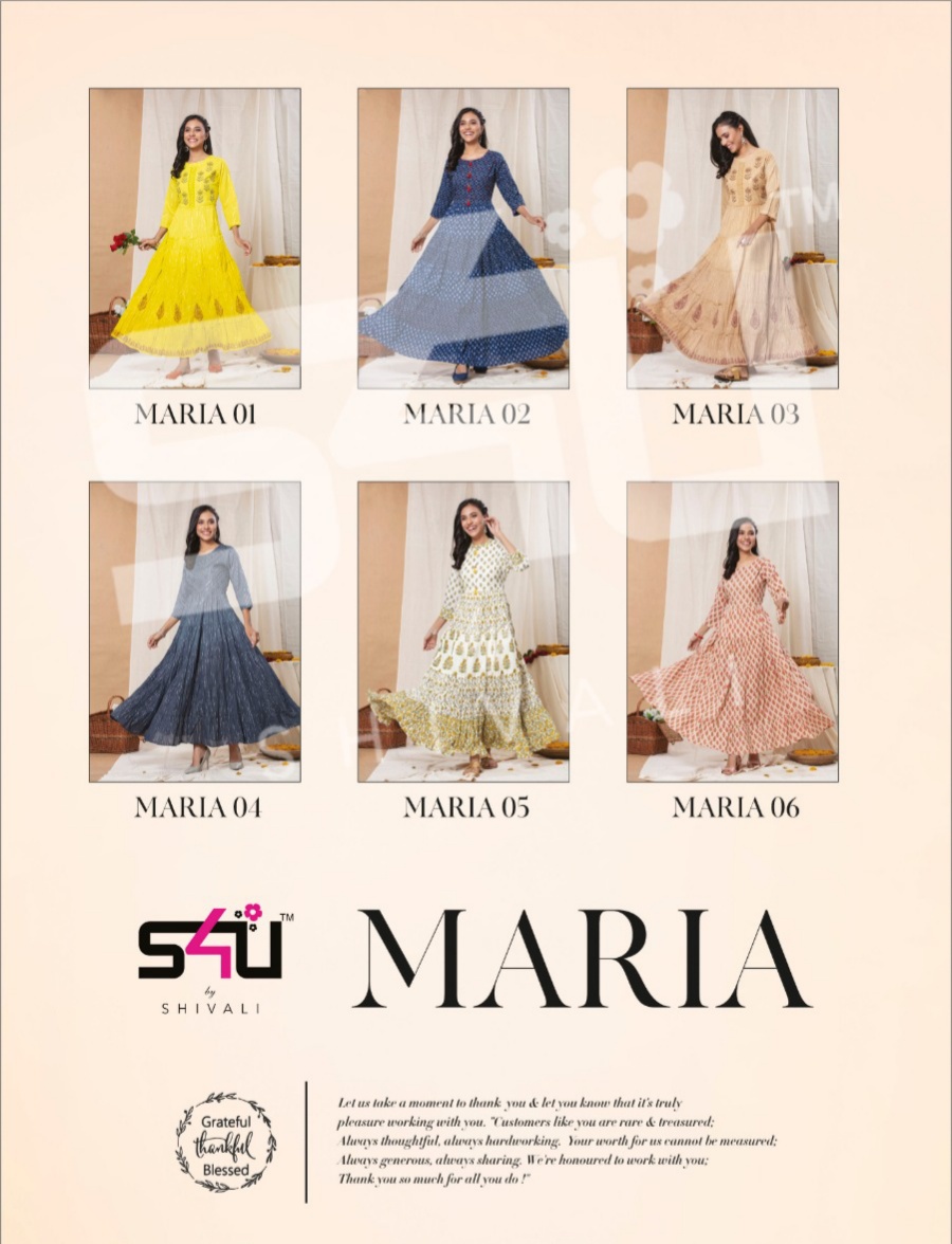 s4u maria classic trendy look long kurti catalog