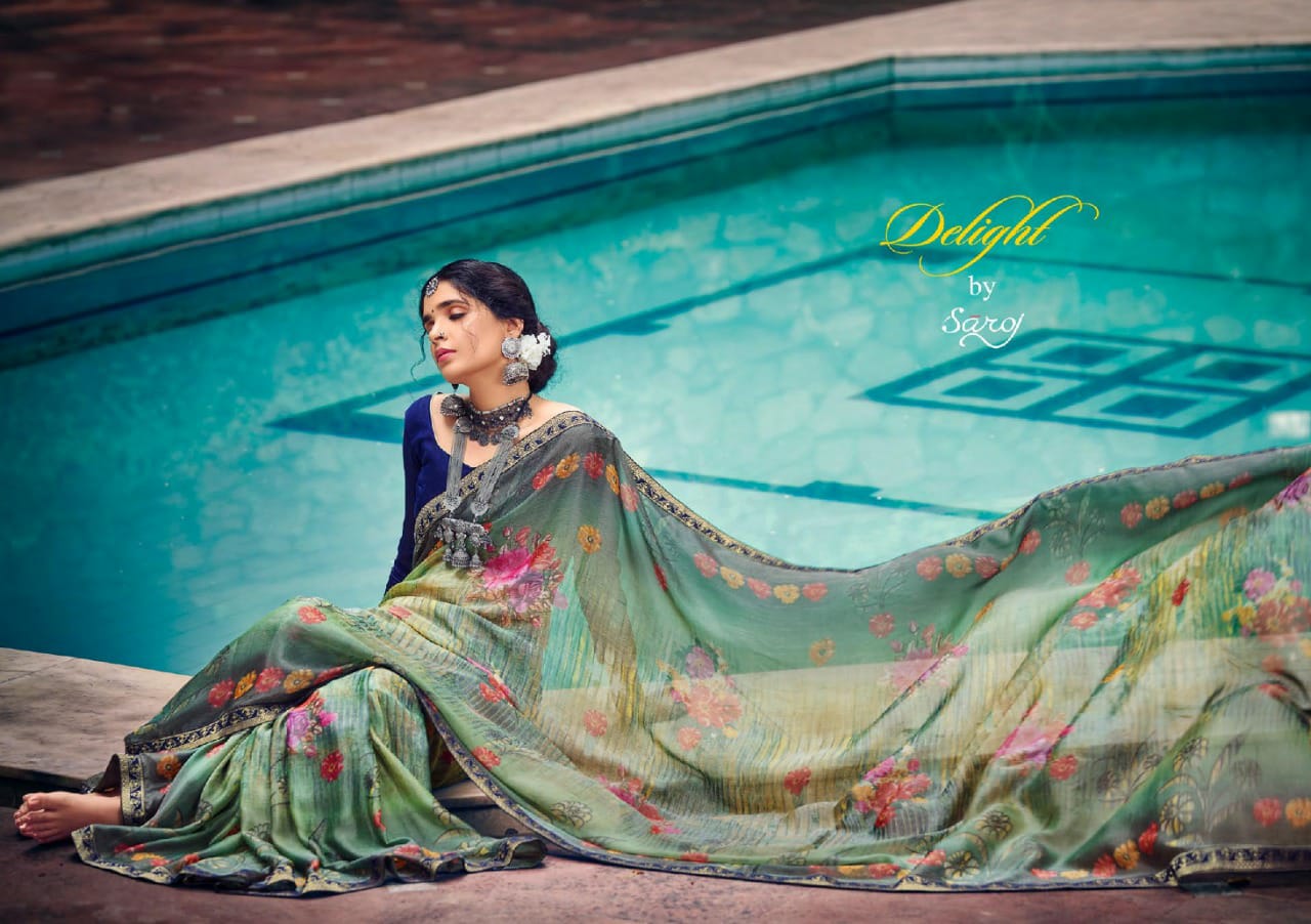 saroj delight brasso ecclusive print saree catalog