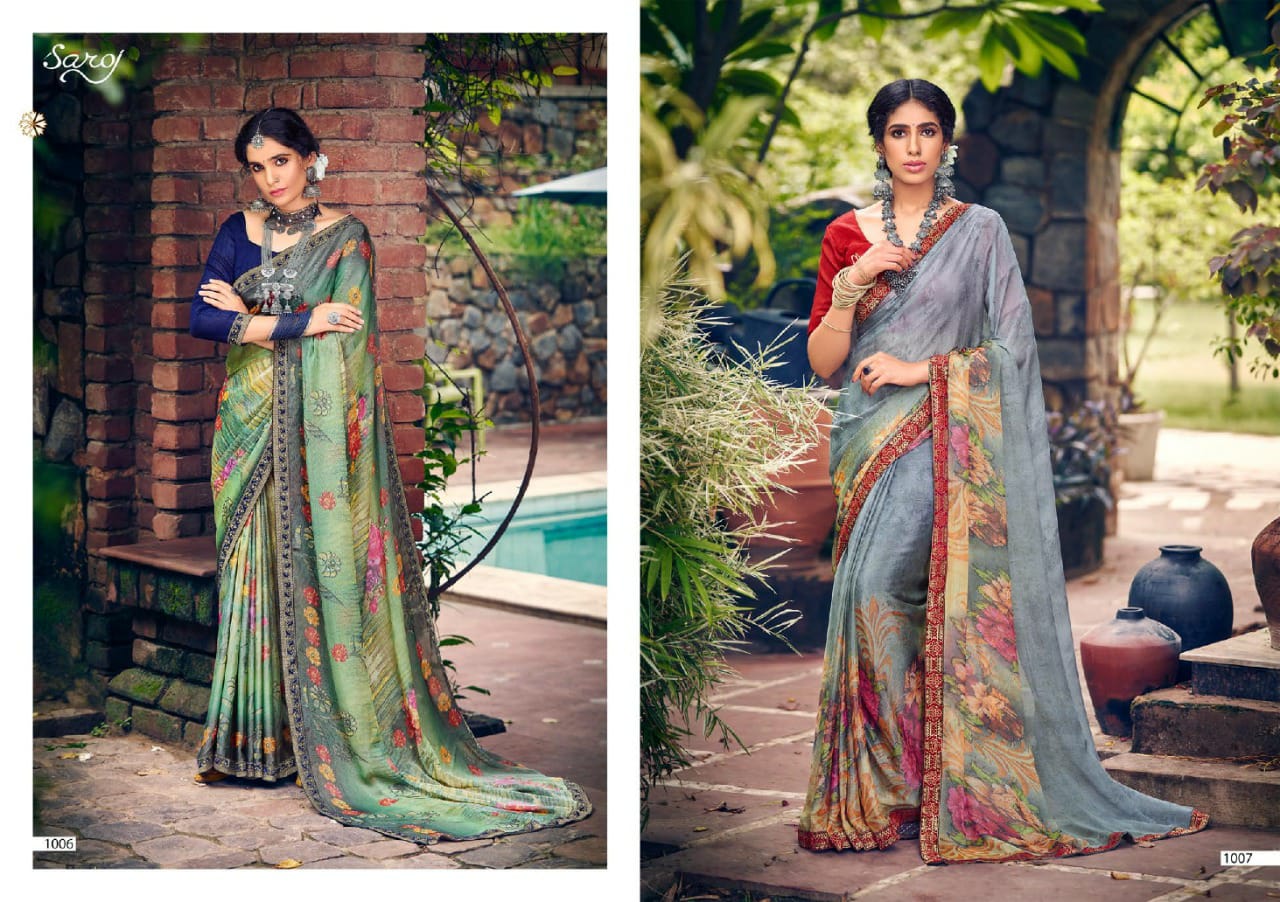 saroj delight brasso ecclusive print saree catalog