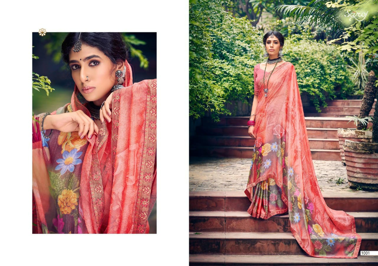 saroj delight brasso ecclusive print saree catalog