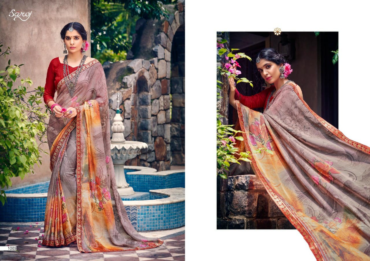 saroj delight brasso ecclusive print saree catalog