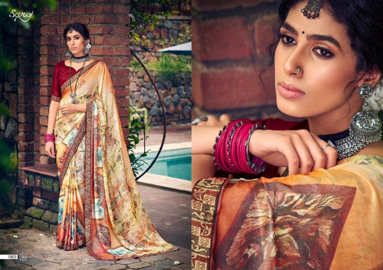 saroj delight brasso ecclusive print saree catalog