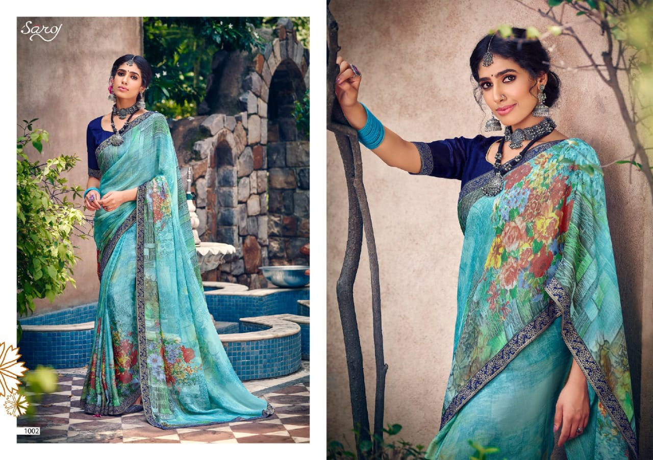 saroj delight brasso ecclusive print saree catalog