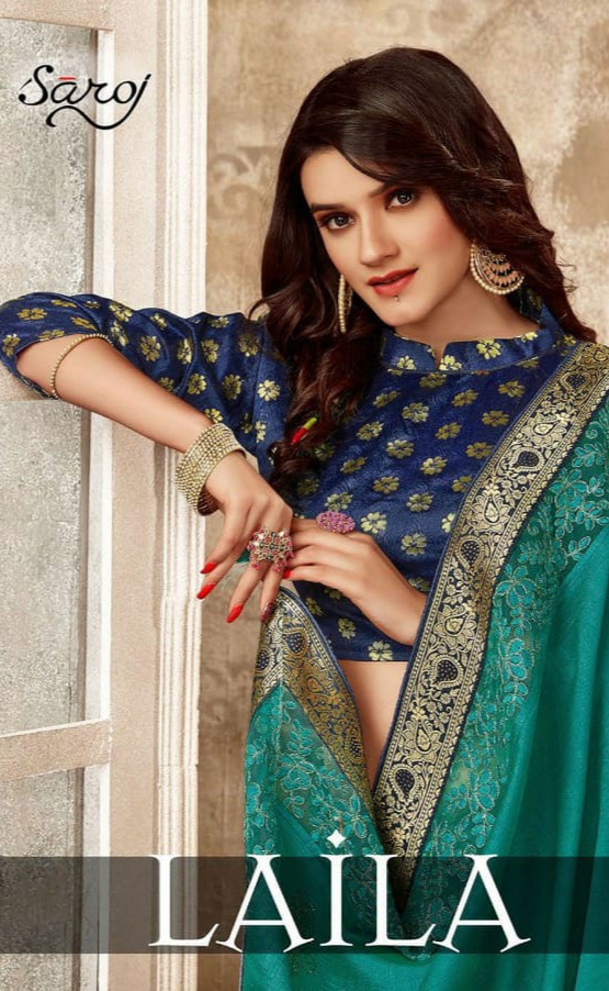 saroj laila silk georgette catchy print saree catalog