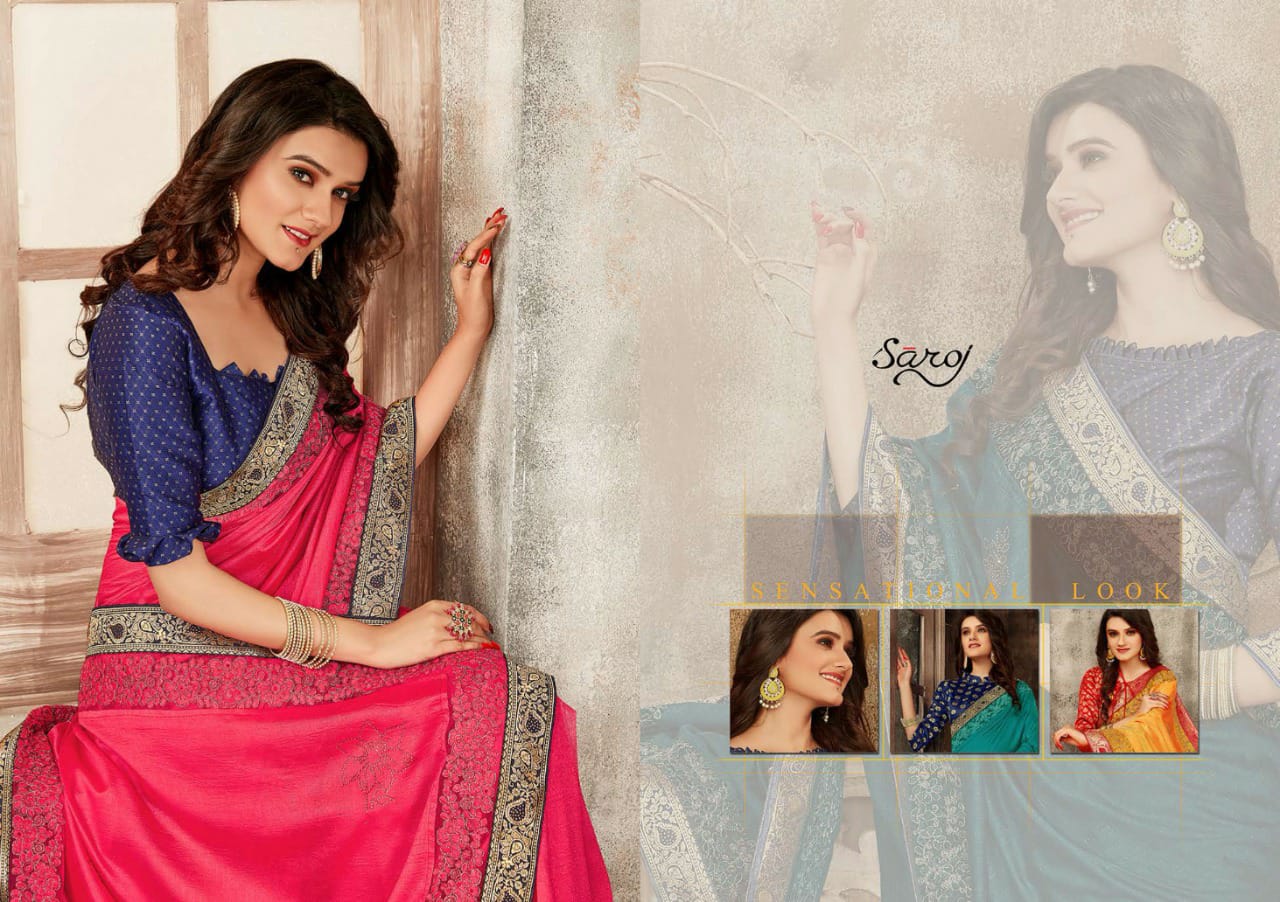 saroj laila silk georgette catchy print saree catalog