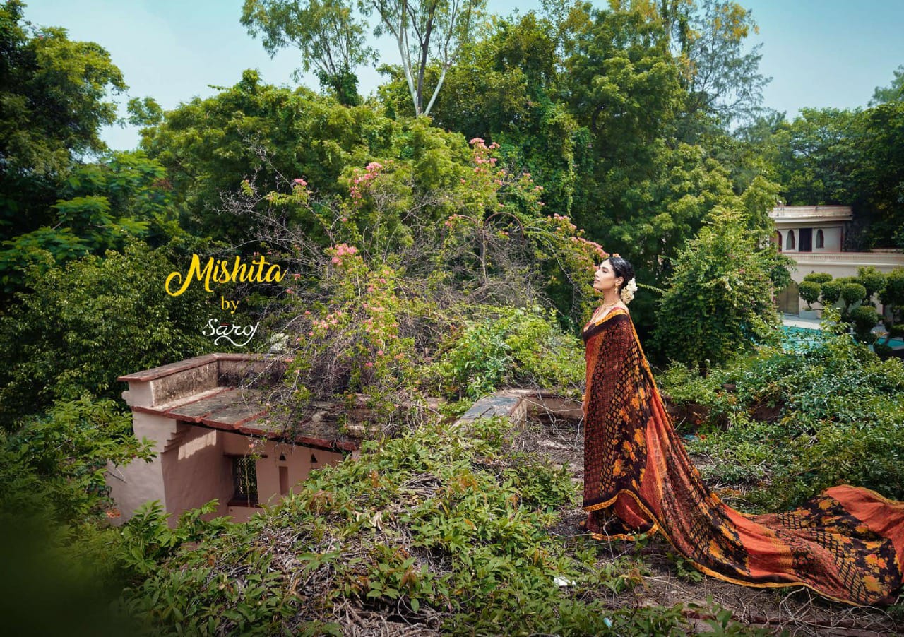 saroj mishita georgette elegant saree catalog