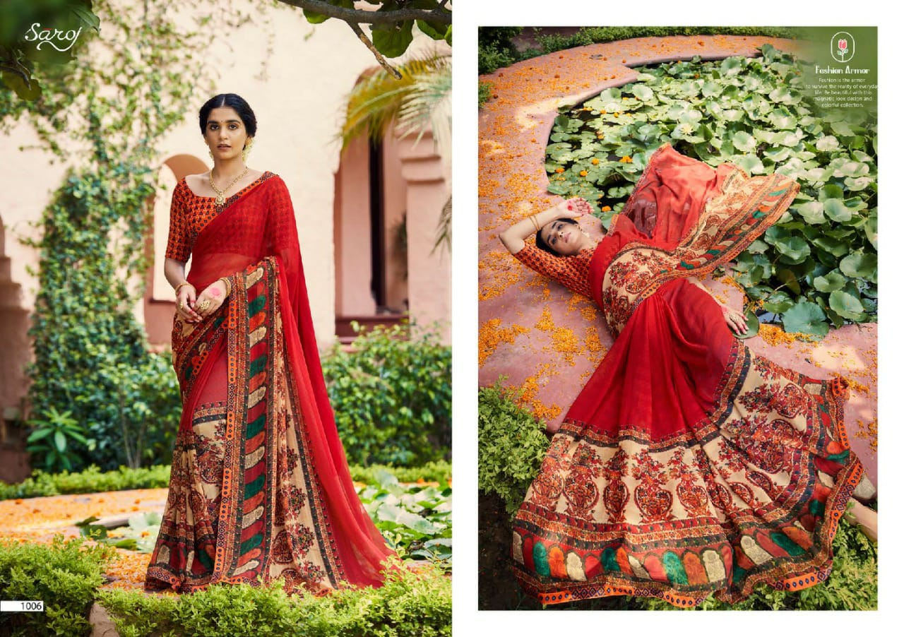 saroj mishita georgette elegant saree catalog