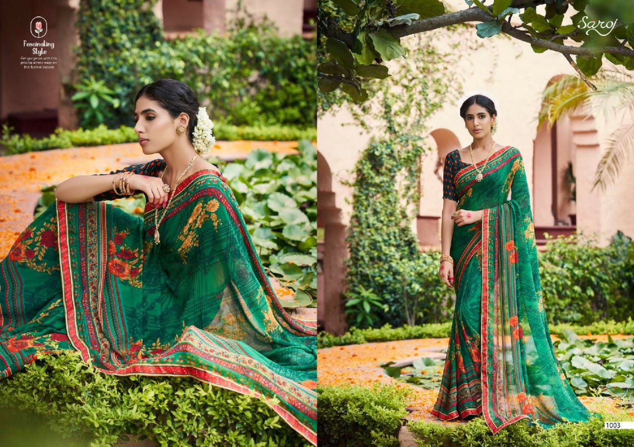 saroj mishita georgette elegant saree catalog