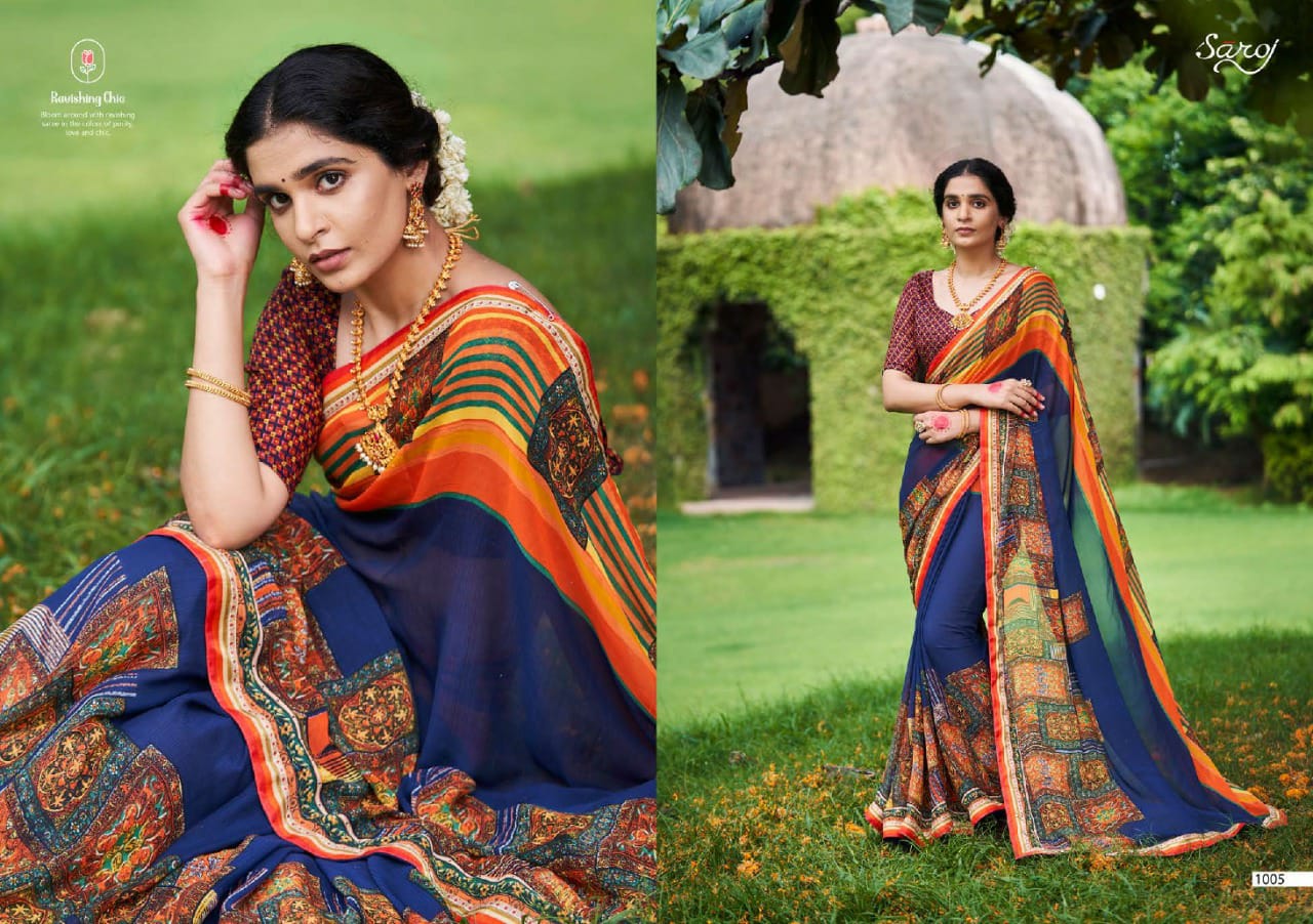 saroj mishita georgette elegant saree catalog