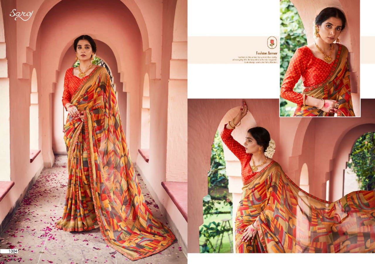 saroj mishita georgette elegant saree catalog