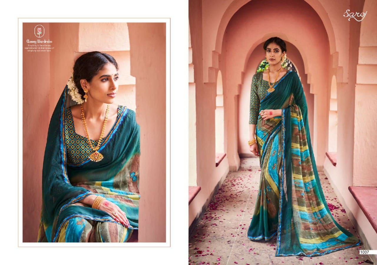 saroj mishita georgette elegant saree catalog