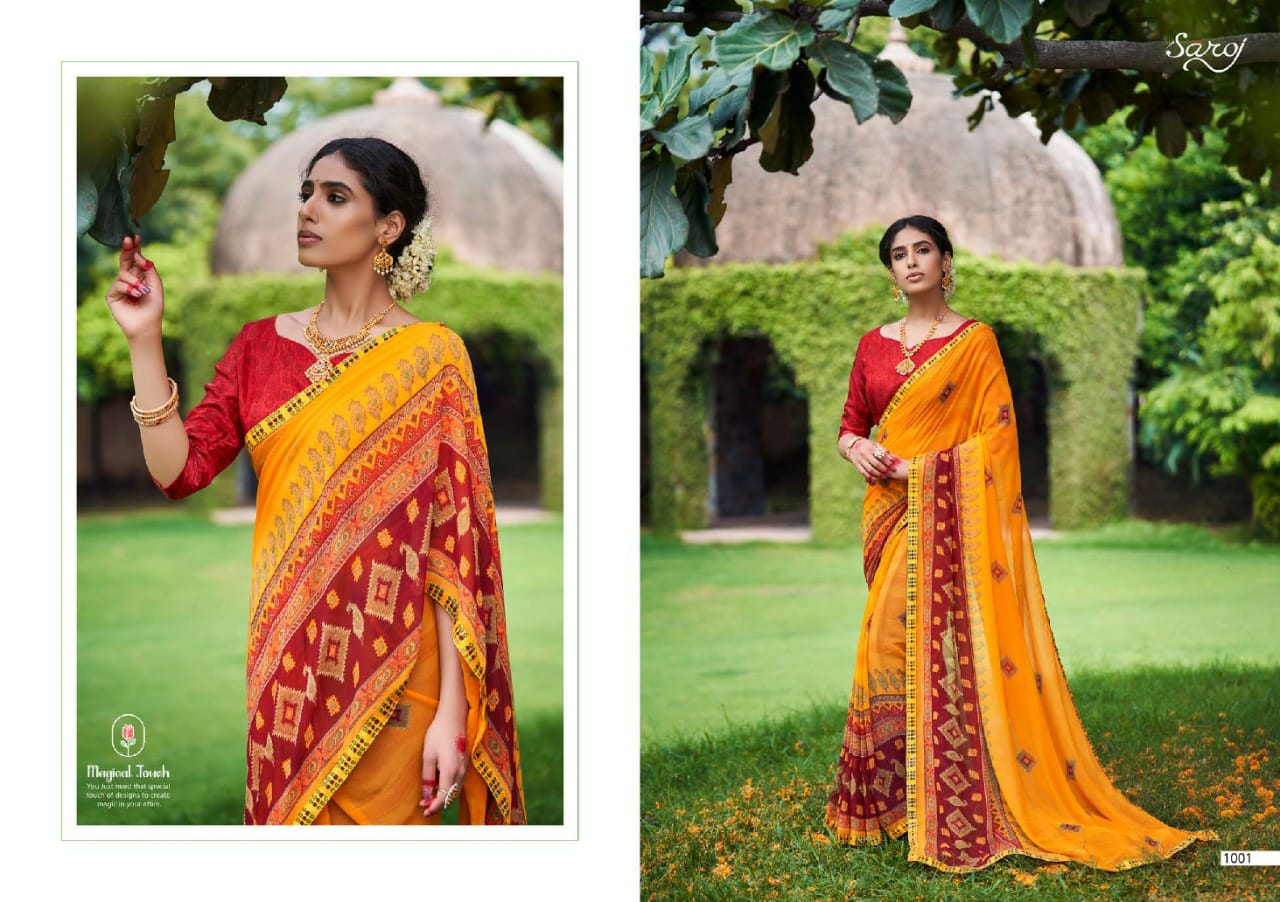 saroj mishita georgette elegant saree catalog