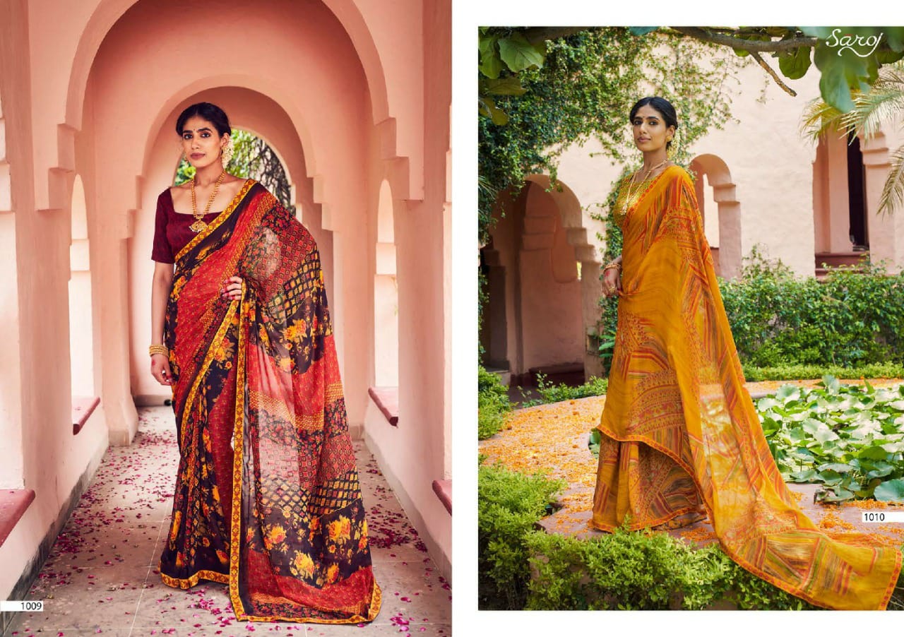 saroj mishita georgette elegant saree catalog