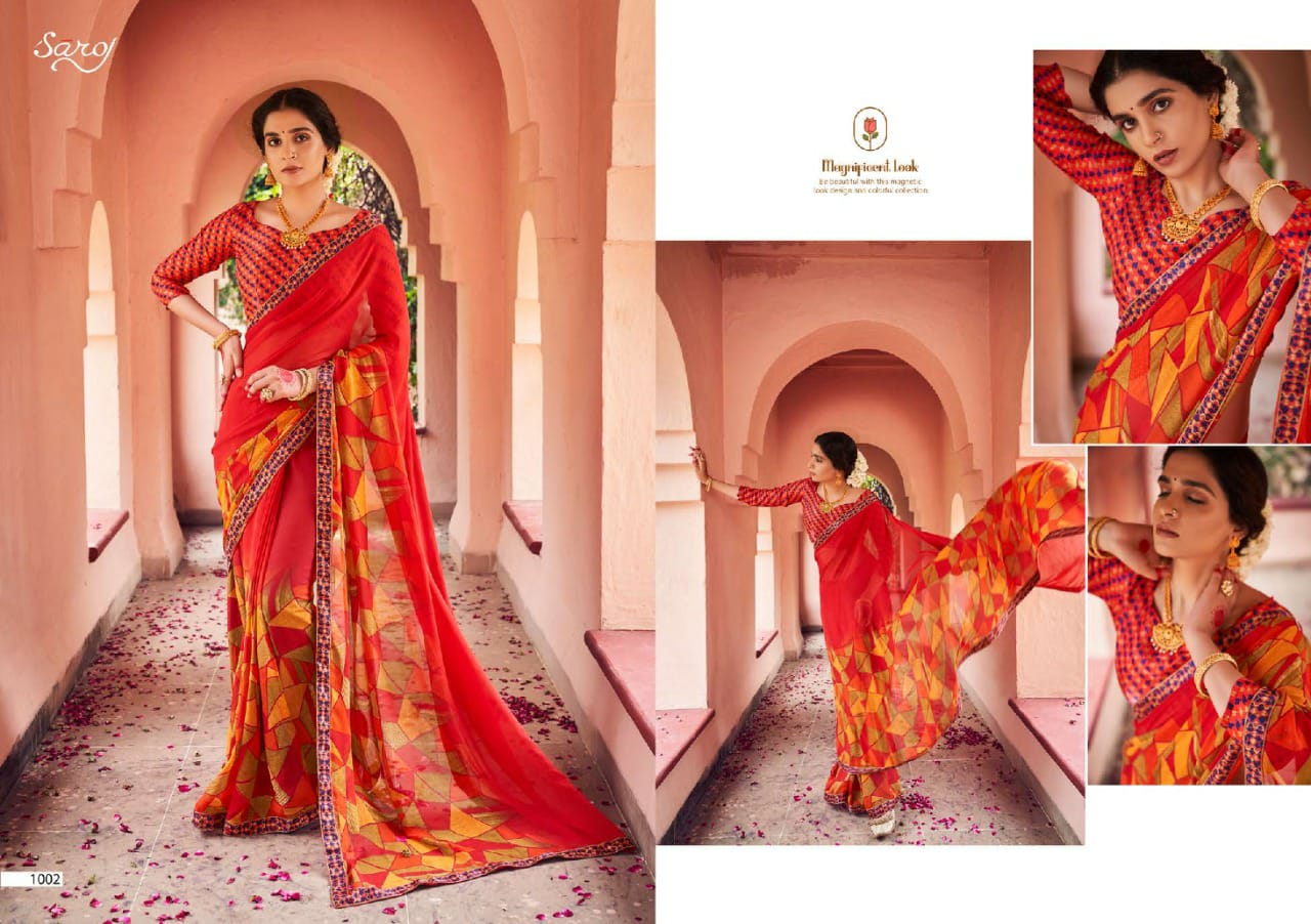 saroj mishita georgette elegant saree catalog