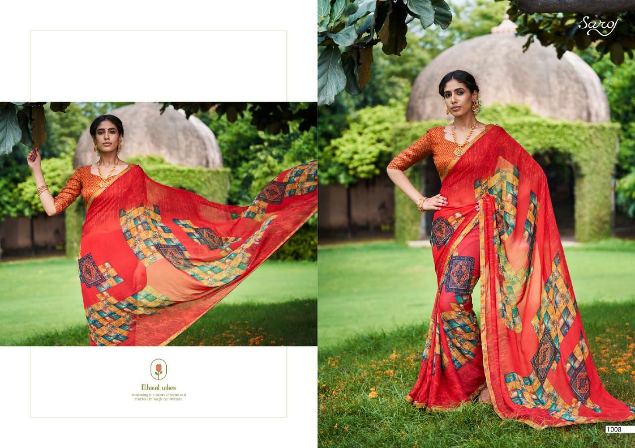 saroj mishita georgette elegant saree catalog