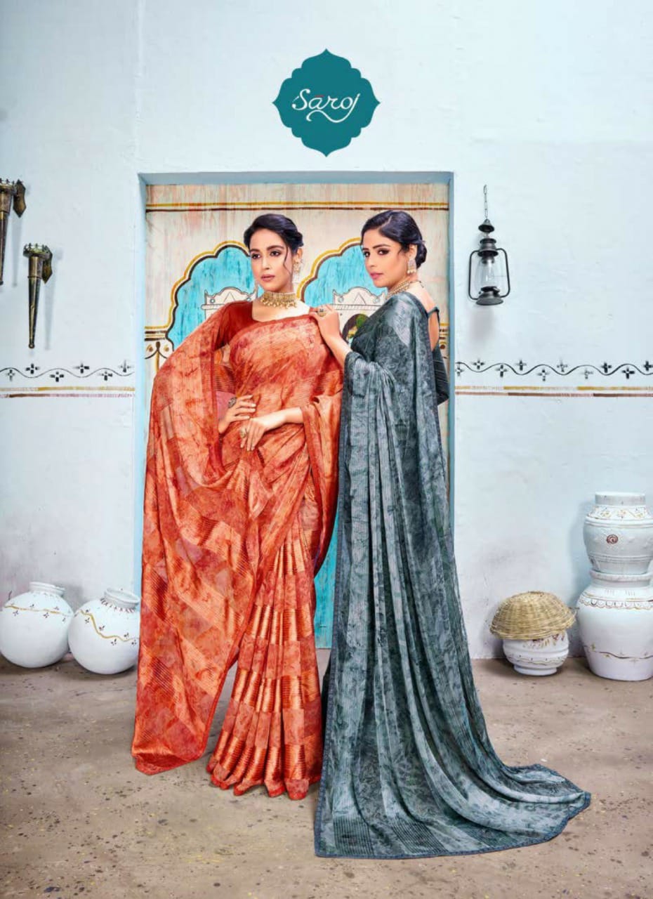 saroj Nazarana satin exclusive print saree catalog