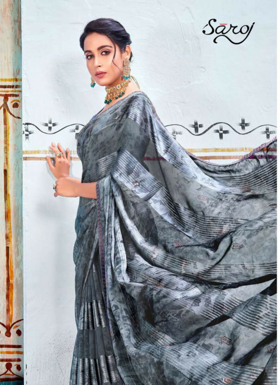 saroj Nazarana satin exclusive print saree catalog