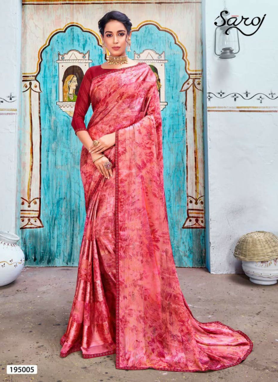 saroj Nazarana satin exclusive print saree catalog