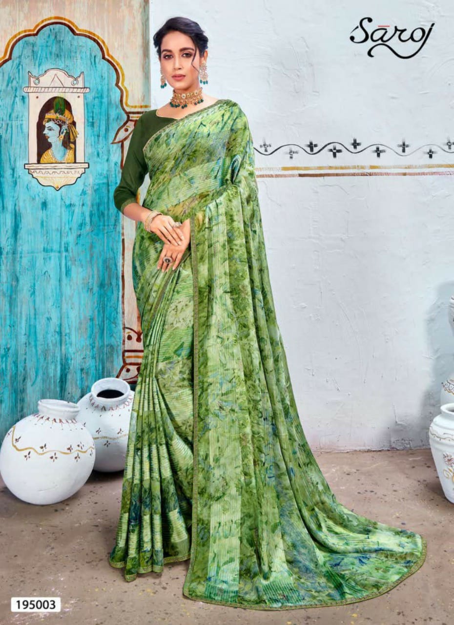 saroj Nazarana satin exclusive print saree catalog