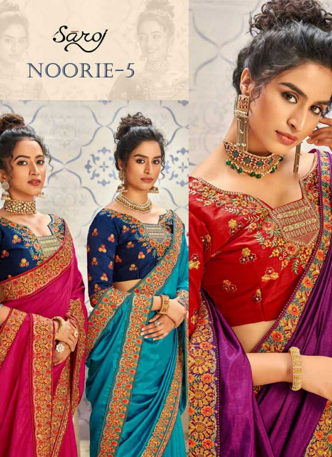 saroj noorie vol 5 dupion  festive look saree catalog