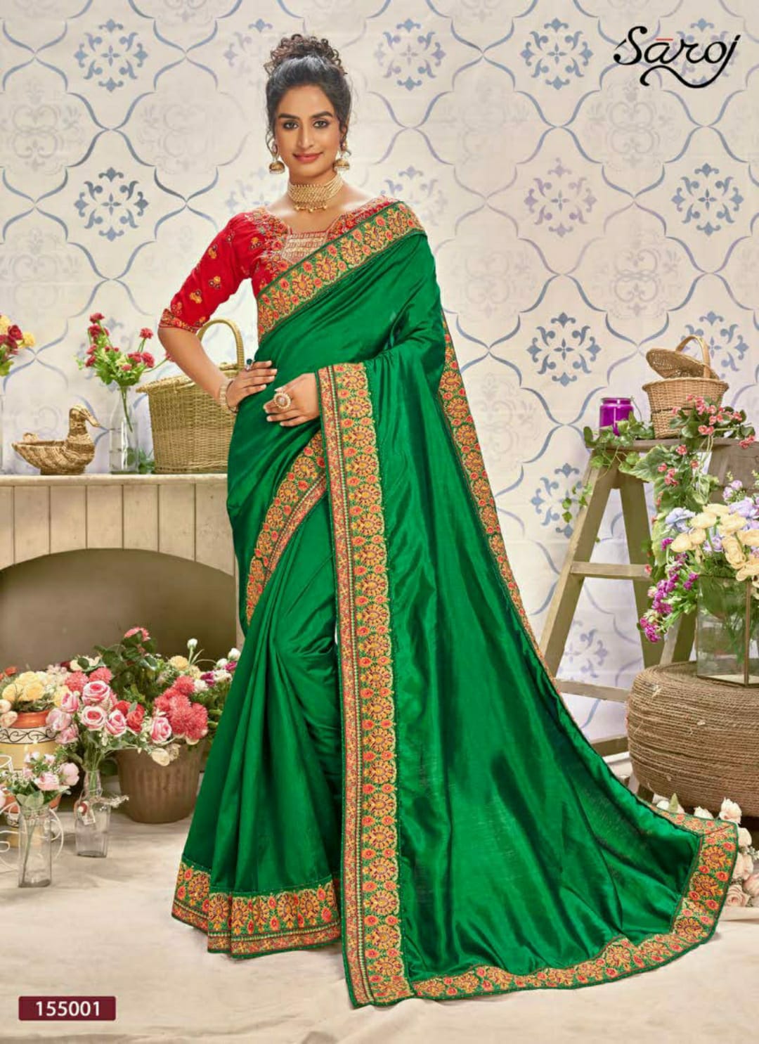 saroj noorie vol 5 dupion  festive look saree catalog