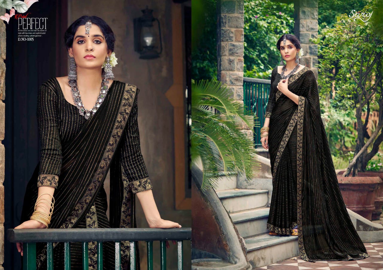 saroj sanwaree georgette catchy look saree catalog